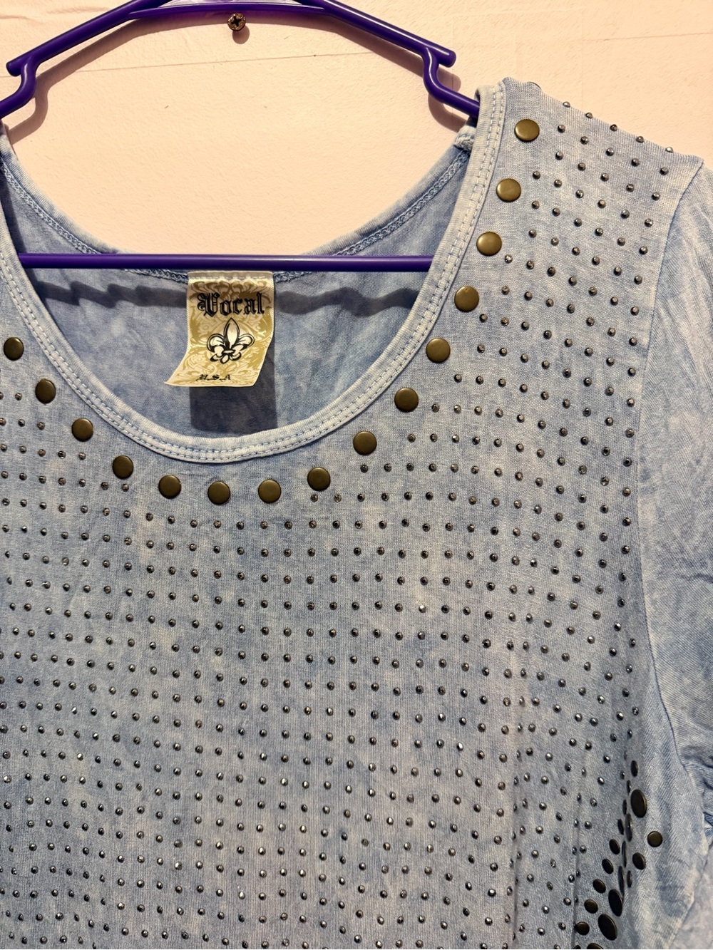 Light Blue Eyelet Scoop Neck Top | Large - Picture 3 of 5